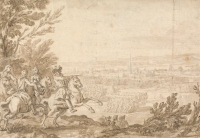 Commander with Aides on Horseback Directing a Battle by Jan Wyck
