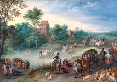 Travellers on a Country Road, with Cattle and Pigs by Jan the Elder Brueghel