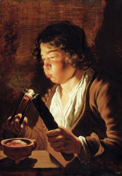Fire and Childhood: Boy with Fire Tongs and Torch by Jan the Elder Lievens