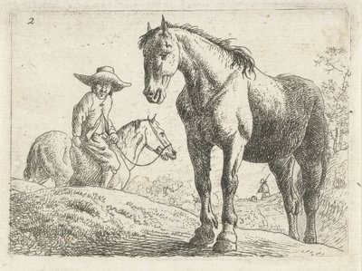 A Horse, a Man on Horseback in the Background by Jan van Aken