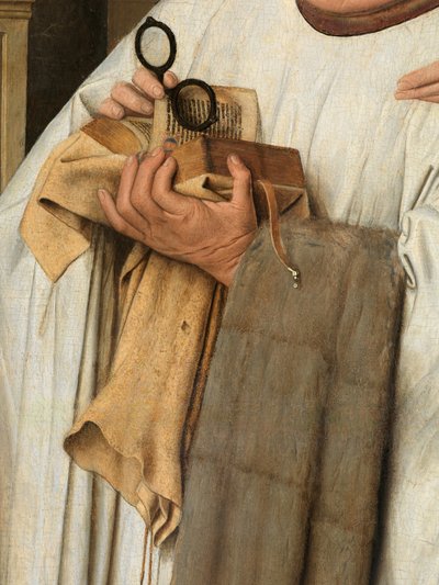 The Virgin and Child with Canon Joris van der Paele (detail) by Jan van Eyck