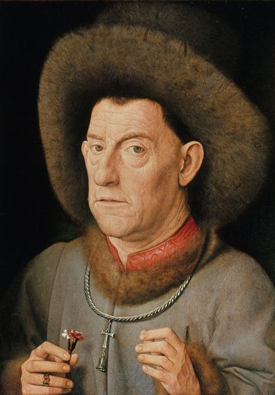 Portrait of a Man with Carnation and the Order of Saint Anthony by Jan van Eyck