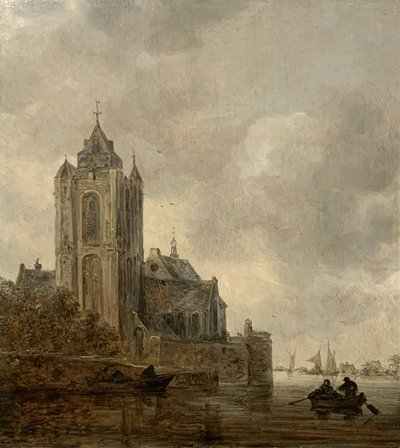 A Church on the Bank of a River by Jan van Goyen