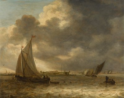 A River Landscape with Sailing Vessels by Jan van Goyen