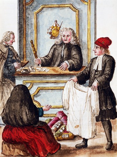 Pawn shop, illustration from Illustrated book of Venetian costumes, by Jan Grevenbroeck, watercolour, Italy by Jan van Grevenbroeck
