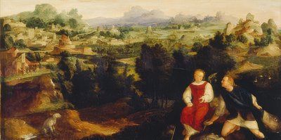 Tobias with the Angel in a Landscape. 1521 by Jan van Scorel