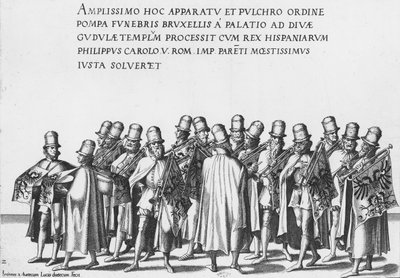 Group of Trumpeters in the Funeral Procession of Emperor Charles V, 1559 by Jan van and Doetechum Doetechum the elder