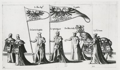 Imperial banner at the Funeral Procession of Emperor Charles V by Jan van and Doetechum Lucas van and Bol Hans Doetechum the elder