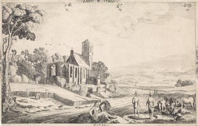 Landscape with Grain Harvest (Aestas) by Jan van de Velde (II)