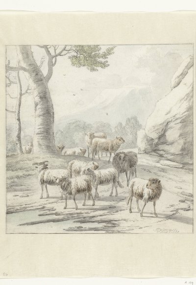 Landscape with a Flock of Sheep near a Tree by Jan van der Meer (II)