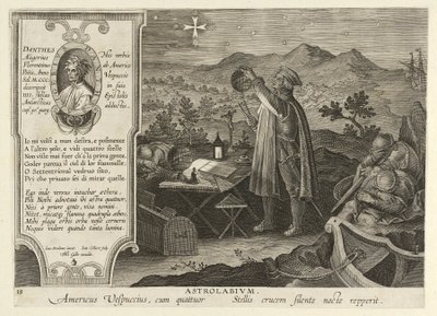 Amerigo Vespucci Discovering the Southern Cross with an Astrolabe, pub. 1600 by Jan van der Straet