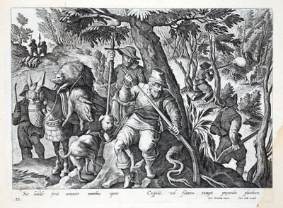 Hunters Use Spears or Guns Loaded with Lead to Hunt Mountain Boar (illustration from 
