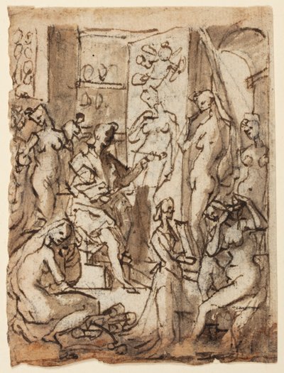 Zeuxis painting Helen; Studies of figures for an illustration of the eighth circle, tenth bolgia of Dante