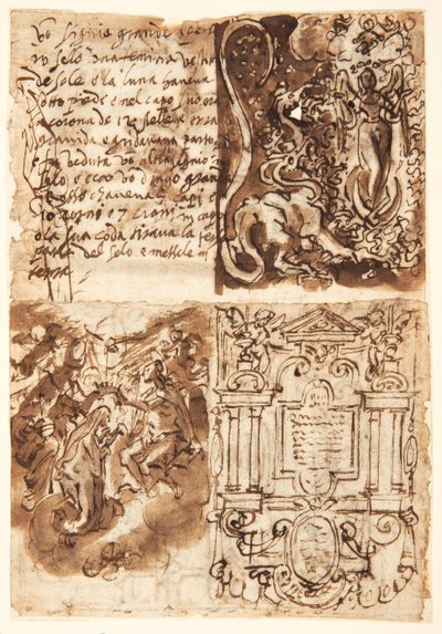 Passage Regarding the Woman of the Apocalypse, from the Book of Revelation; Woman of the Apocalypse; Frontispiece to Print Series of the Life of the Virgin; Coronation of the Virgin by Jan van der Straet, called Stradanus