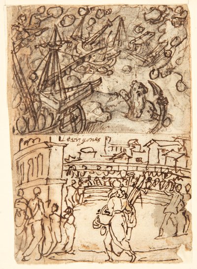 Sketchbook Page with Cyclops by Jan van der Straet, called Stradanus