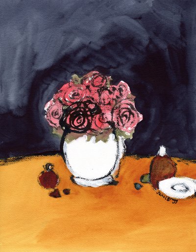 Still Life with Roses and Perfume Bottles, c.2020 by Janel Bragg