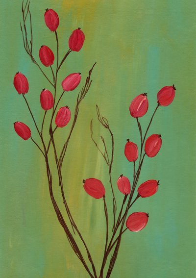 Abstract Berry Branches by Janine Brewster