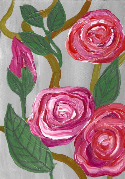 Blooming Pink Roses by Janine Brewster