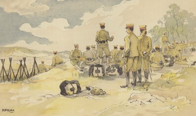 A Battalion of the Imperial Guard Halting on Its Way to Liao-yang by Japanese School