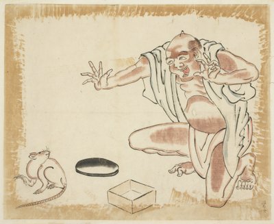 A Fable: Old Man and a Rat by Japanese School