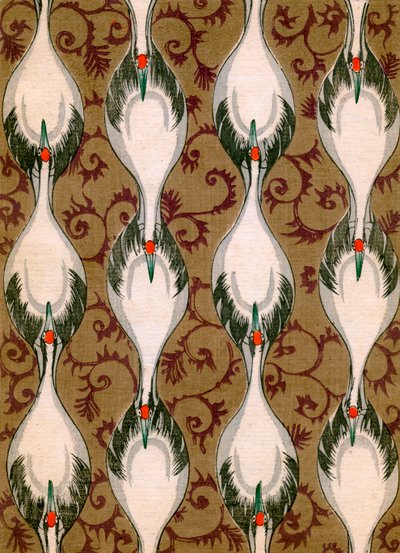 Cranes Flying in an Abstract Pattern by Japanese School