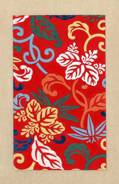 Design for fabric for making kimonos using the Nishike method of wood block printing by Japanese School
