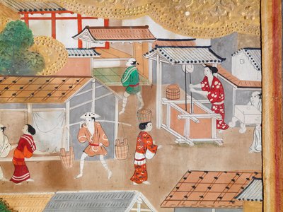 Osakazu Byobu - Japanese eight-panel folding screen by Japanese School
