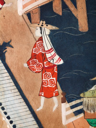 Osakazu Byobu - Japanese eight-panel folding screen by Japanese School