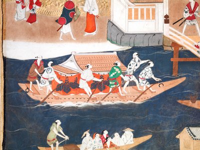 Osakazu Byobu - Japanese eight-panel folding screen by Japanese School