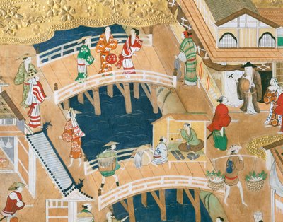 Osakazu Byobu - Japanese eight-panel folding screen by Japanese School