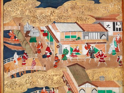 Osakazu Byobu - Japanese eight-panel folding screen by Japanese School