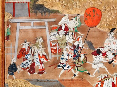 Osakazu Byobu - Japanese eight-panel folding screen by Japanese School