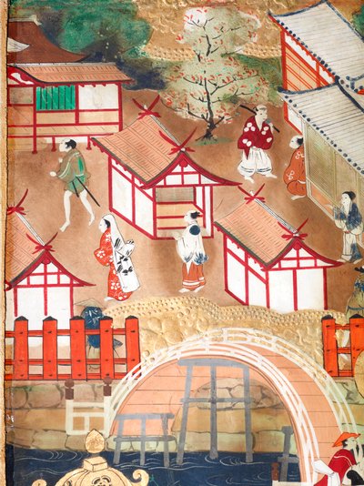 Osakazu Byobu - Japanese eight-panel folding screen by Japanese School