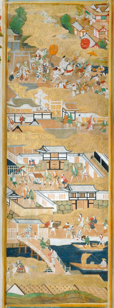 Osakazu Byobu - Japanese eight-panel folding screen by Japanese School
