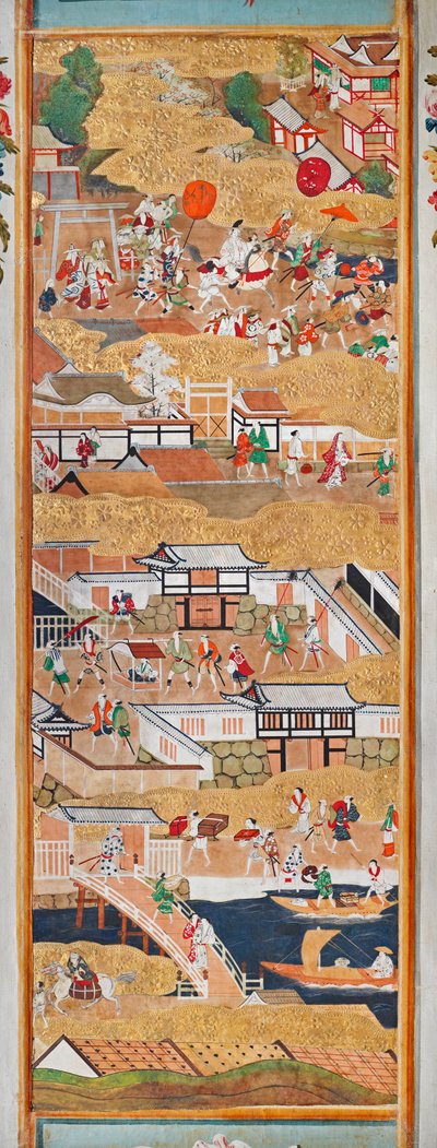 Osakazu Byobu - Japanese eight-panel folding screen by Japanese School