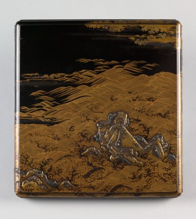 Writing Box with Design of Waves and Rocks, Muromachi period, second half of 15th century by Japanese School