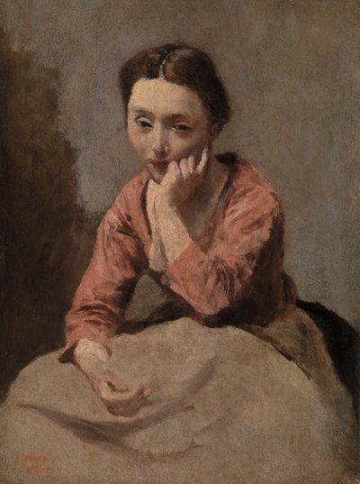 Pensive Young Woman by Jean-Baptiste-Camille Corot