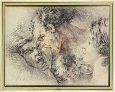Study Sheet with Various Heads by Jean-Baptiste Huet