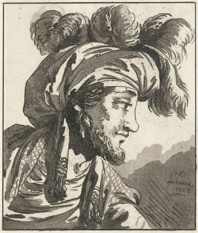 Head of a Turbaned Man without a Moustache by Jean-Baptiste Le Prince