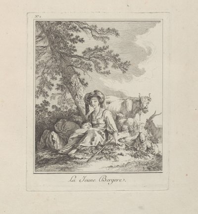 The Young Shepherdess, plate two from Divers Habillements des Peuples du Nord by Jean-Baptiste Le Prince
