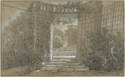 Landscape with a Staircase and a Balustrade by Jean-Baptiste Oudry
