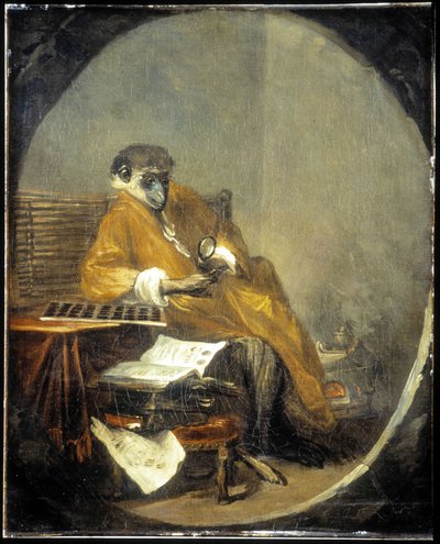 The monkey - by J.B. Chardin by Jean Baptiste Simeon Chardin