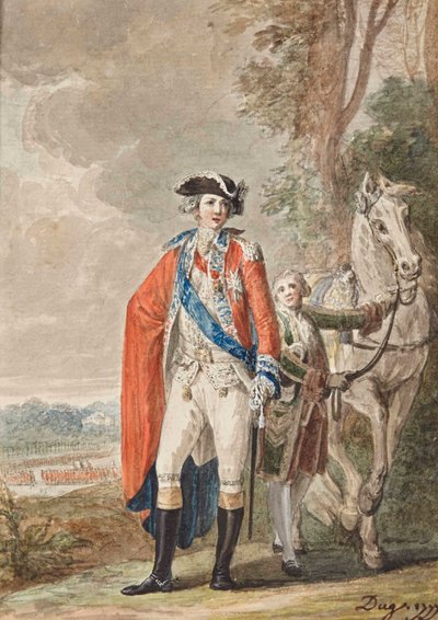 The Count of Artois in Uniform, a valet holding his horse by Jean-Desmosthene Dugourc