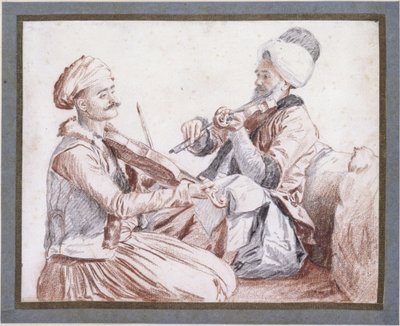 Two Turkish Musicians with Violins by Jean-Étienne Liotard