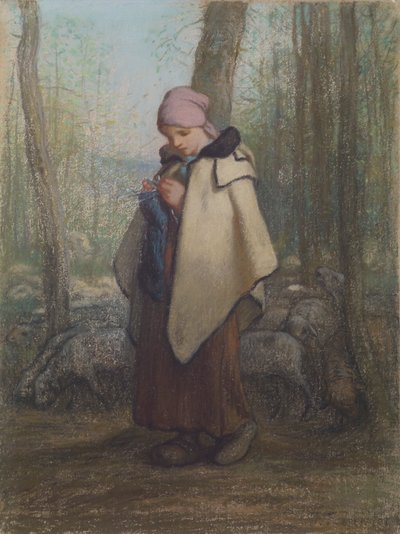 The Knitting Shepherdess by Jean-Francois Millet