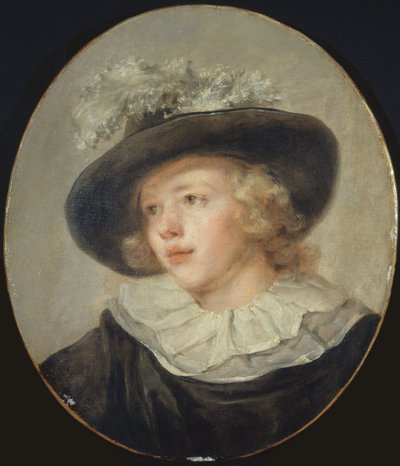 Portrait of a Young Boy with a Feathered Hat by Jean-Honore Fragonard