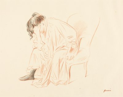 Seated Woman with Her Head Resting on Her Right Hand by Jean-Louis Forain