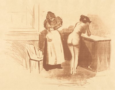 The Massage with Coarse Hair Glove (Wash and Line Plate) by Jean-Louis Forain