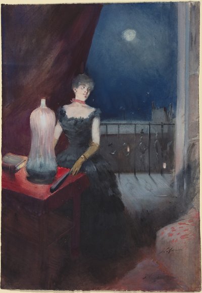 a) Standing Woman with a Fan (recto); b) Study of a Man and Woman (verso) by Jean-Louis Forain