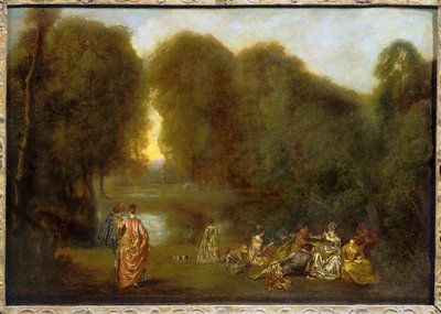 Assembly in a Park by Jean-Antoine Watteau